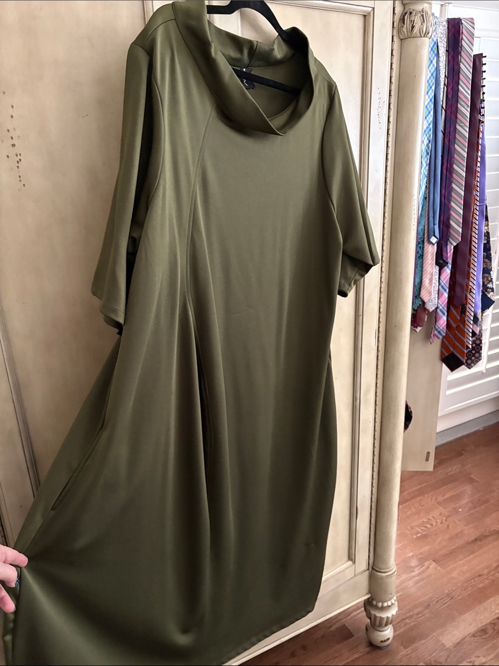 Nhm Olive Green Cowl Neck Midi Dress
